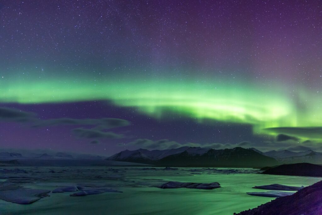 Northern Light Aurora borealis Jokulsarlon Glacier 