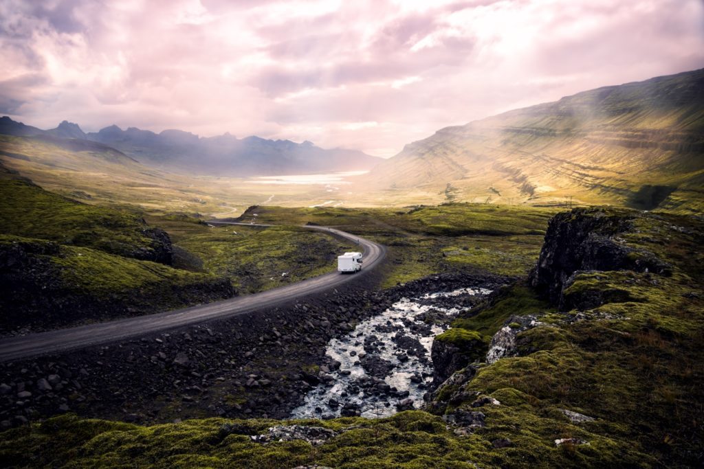 Camper van on a road trip - Camping In Iceland