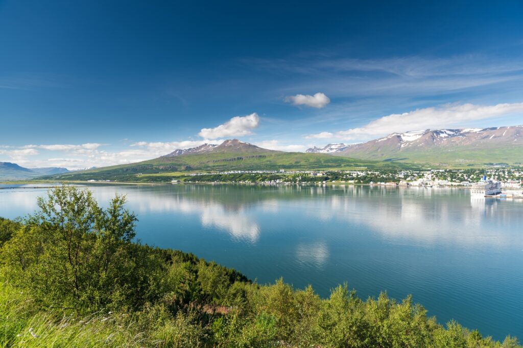 Beautiful Akureyri city in Iceland in Summer