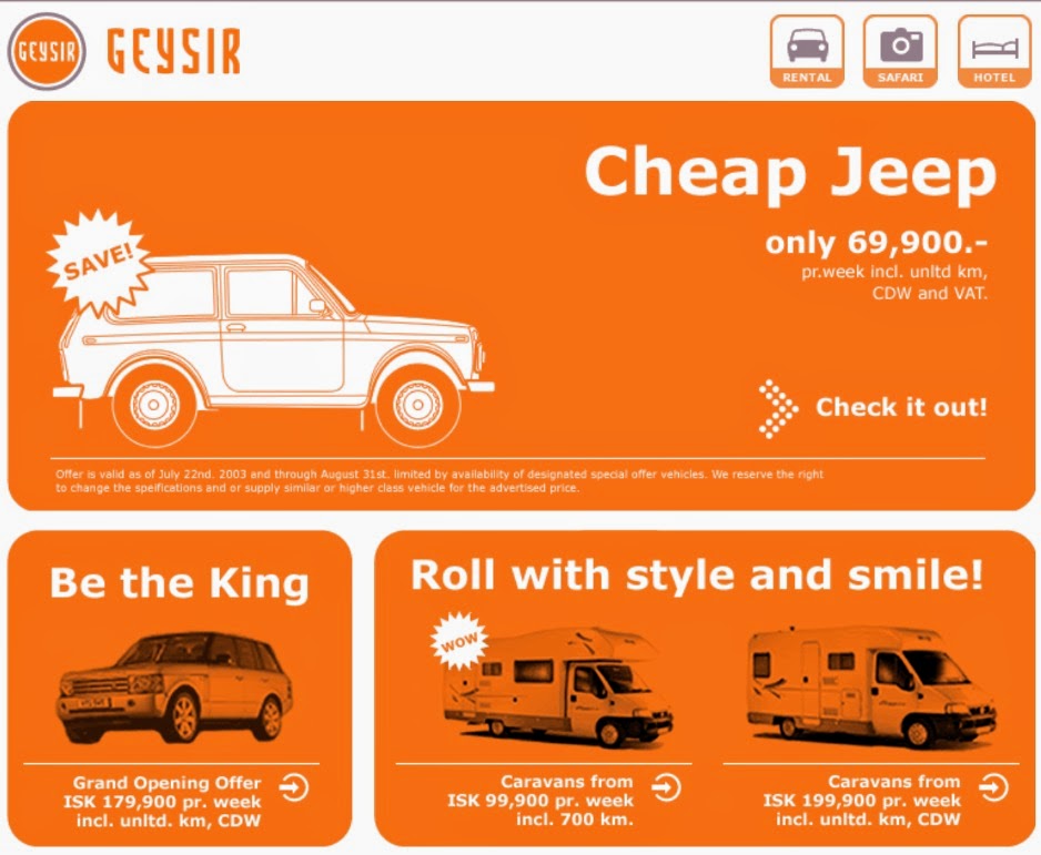 Geysir Car Rental Newspaper Clipping Cheap Jeep