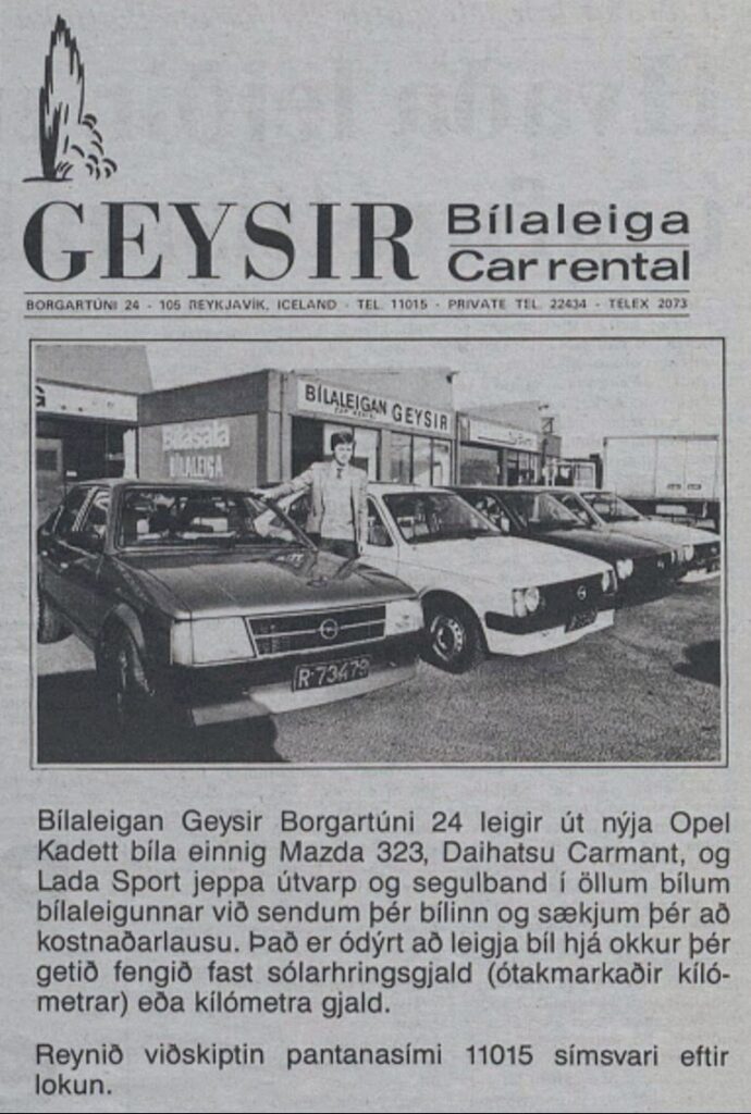 Geysir Car Rental Newspaper Clipping. Image of Cars.