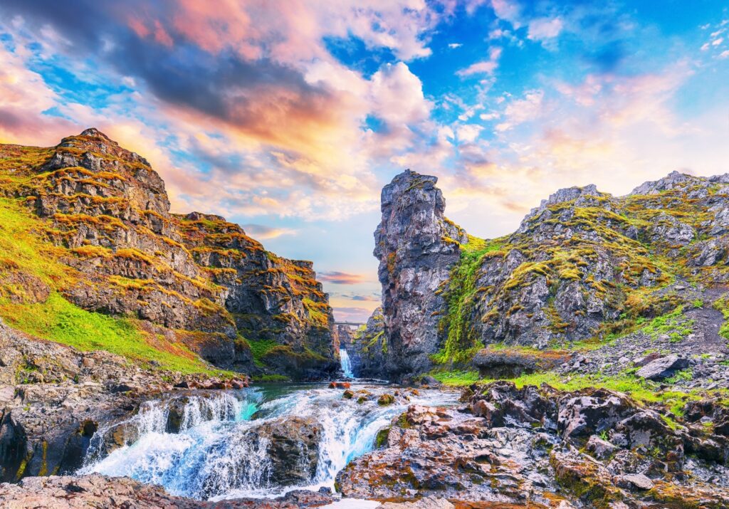 Marvelous view of Kolugljufur canyon and Kolufossar falls (1)