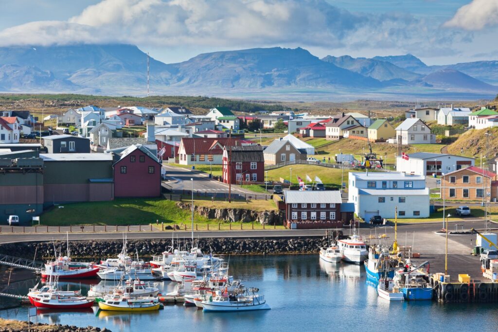 The town of Stykkisholmur, Snaefellsnes peninsula, the western part of Iceland